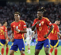 Nico Williams (right) sealed Spain's third goal with a sublime finish in the 75th minute