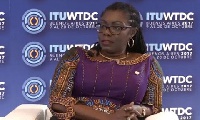 Mrs Ursula Owusu in an interview at the World Telecommunication Development Conference in Argentina
