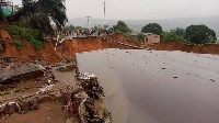 A road that was destroyed by heavy floods in west of Kinshasa, DR Congo