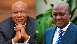 Joshua Alabi (left) is leading former President John Dramani Mahama's (right) campaign
