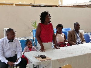 Pastor Mrs Christina Mante speaking at the launch of 'Empty Nest Foundation'