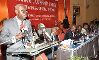 Kwamena Bartels delivering his report to Shareholders