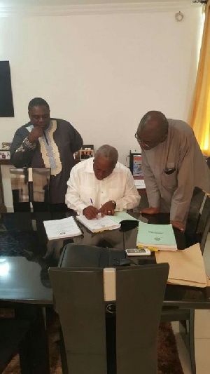 President John Dramani Mahama filling his nomination forms
