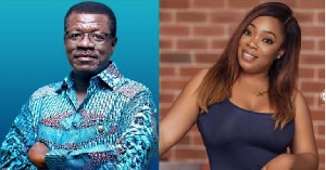 Pastor Mensah Otabil (L) and Moesha Boduong (R)