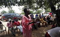 Ms. Dzogbenuku, addressing some people of Galo Sota in the Anlo constituency of the Volta region