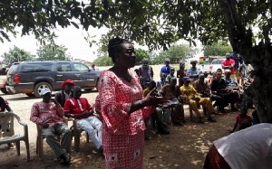 Ms. Dzogbenuku, addressing some people of Galo Sota in the Anlo constituency of the Volta region