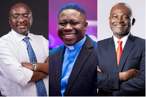 Prophet Worlasi (M) has shared a vision about the chances of Dr Bawumia (L) and Kennedy