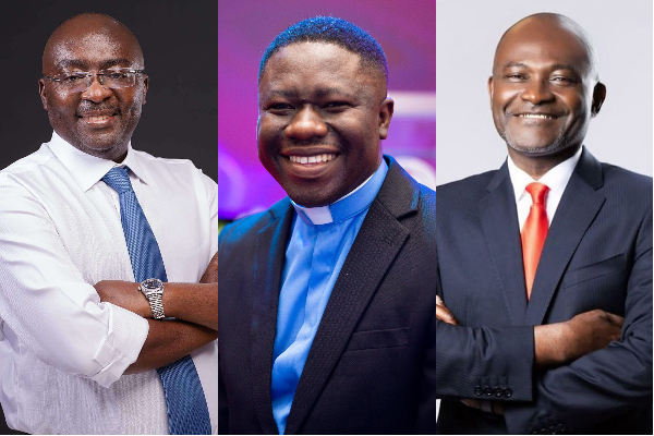 Prophet Worlasi (M) has shared a vision about the chances of Dr Bawumia (L) and Kennedy