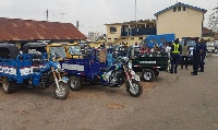 These are some of the impounded tricycles in Kumasi by the Police in Ashanti Region