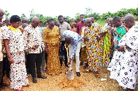 Sod cutting for the construction of a boys dormitory for Tweapease SHS