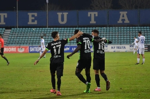 The 27-year-old (middle) scored a late equalizer to rescue a point for his side