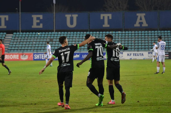 The 27-year-old (middle) scored a late equalizer to rescue a point for his side