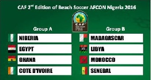 Groupings for the upcoming  African beach soccer tourney