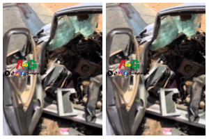 A photo of the mangled taxi