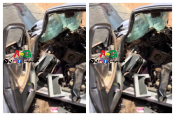 A photo of the mangled taxi