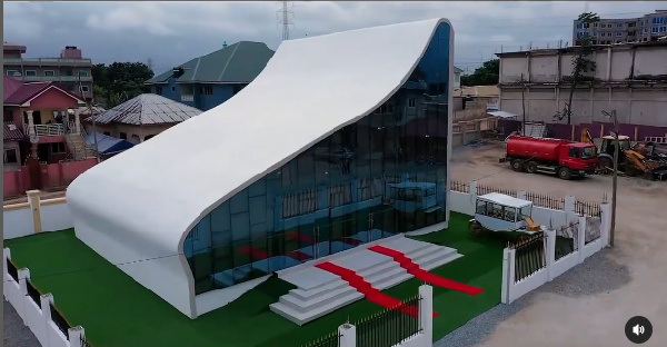 A drone shot of the final resting place of Rev. Anthony Boakye