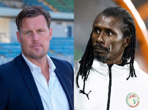 Black Queens coach Kim Lars and Angola manager Aliou Cisse