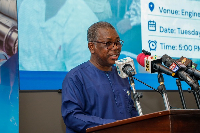 The President of GhIE, Ing Ludwig Annang Hesse, at the media briefing on Tuesday