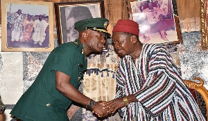 Comptroller-General of Immigration Kwame Asuah Takyi (left) with Paga Pio, Charles Awia Awampaga