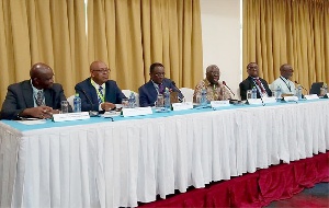 Yaw Osafo Maafo with Yofi Grant, Dr Afriyie Akoto, other dignitaries at the Cocoa Investors' Forum
