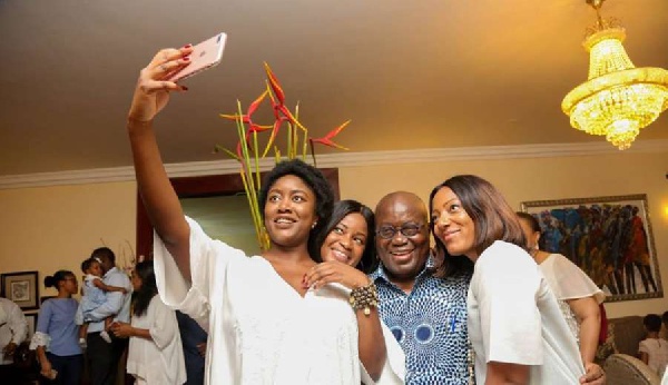 President Akufo-Addo and his daughters in a family selfie