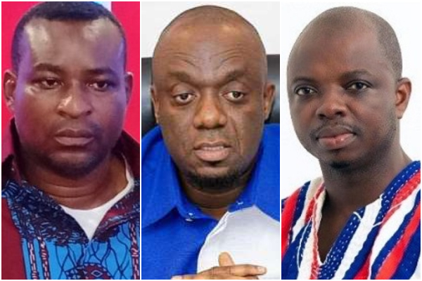 Justin Kodua (M) says the party distances itself from Wontumi (L) and Abronye's comments