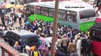 Passengers were stranded at the bus terminal due to the clash