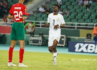 Emmanuel Yeboah in action against Morocco