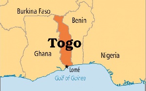 A map showing the the Ghana-Togo border lines