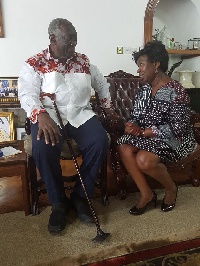 Mary Posch-Oduro (R) with former President J.A. Kufuor