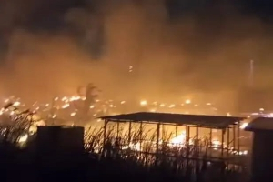 Fire engulfs multiple wooden structures in Tema Heavy Industrial Area