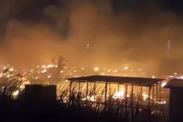 Fire engulfs multiple wooden structures in Tema Heavy Industrial Area