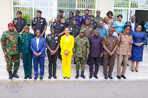 Member of the National Election Security Taskforce with EC Chair, Jean Mensa (in yellow)