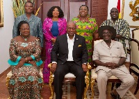 Members of the committee with President Mahama