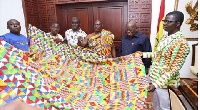 Akufo-Addo was honoured with a kente design by the Adanwomase Kente Weavers and Sellers Association