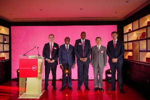 Klaus-Dieter Kaempfer, Chief Executive, Absa China [L] and other personalities at the opening
