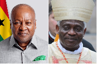 President John Dramani Mahama (L) in his tribute  prayed for a Cardinal Appiah Turkson (L) papacy