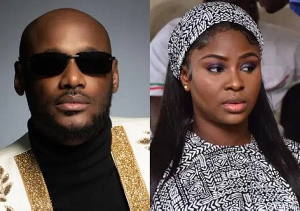 Musician 2Face (L) and Natasha Idibia (R) celebrated the musician's mother's 70th birthday ceremony