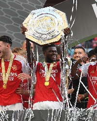 Ghanaian midfielder, Thomas Partey with the Community Shield