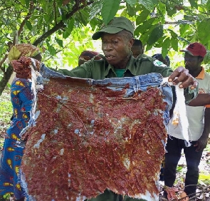 A man holding a chili-pepper grease fence