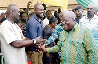 President Akufo-Addo exchanges pleasantries with some residents of the Adentan Municipal Area