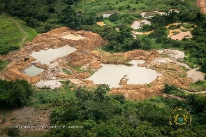 An aerial view of a galamsey site: File photo