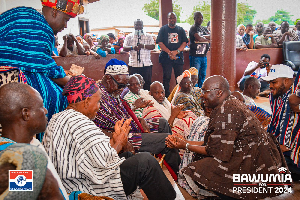 Dr. Mahamudu Bawumia is seen here greeting the Regent of Mion, Mion-Gbonlana Abdulai Mahamadu