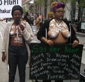 Women protest half naked in Africa is rampant