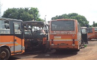 About 250 buses have been parked and ready to be sold as scraps