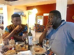 Kwame A Plus (left), Vice President and stakeholder of A1 Bakeries Edward Nana Poku (Hammer)