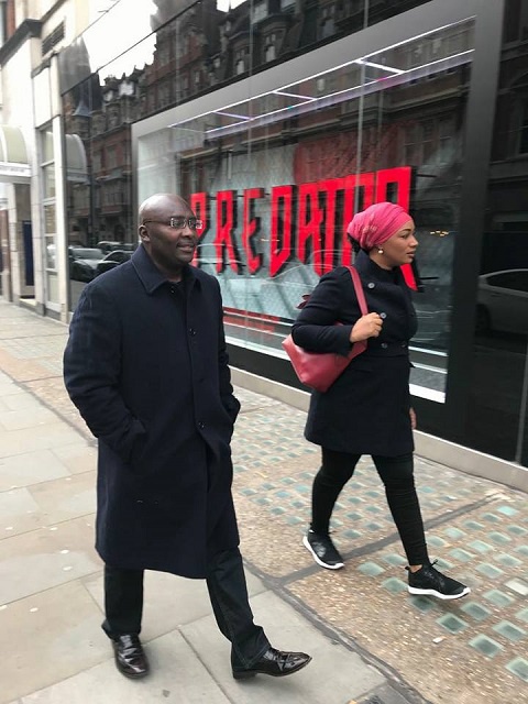 Bawumia is seen in the video with his wife on the streets of London