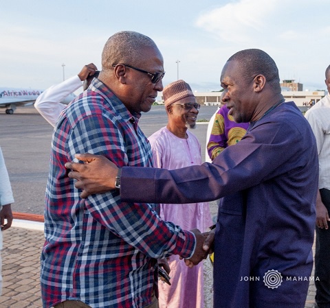 NDC Flagbearer John Mahama interacting with Alban Bagbin