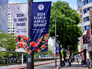 Banners on a street in downtown Seoul ahead of the inaugural Korea-Africa Summit - Foreign Affairs