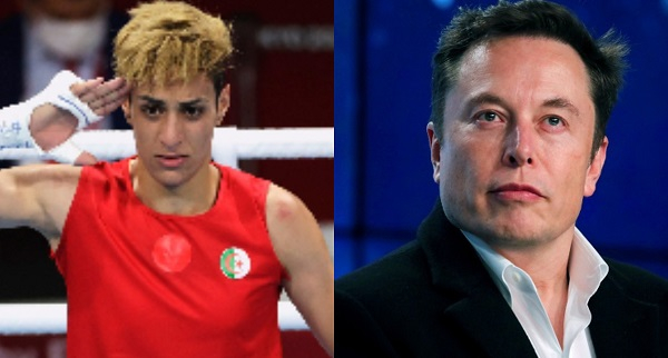 Boxer Imane Khelif (left) and CEO of X, Elon Musk (right)